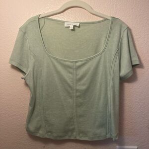 PINK ROSE green “corset” style top